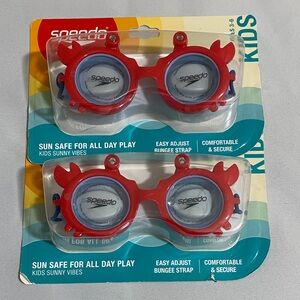 Lot of 2--SPEEDO Sunny Vibes Swim Goggles w Crab Shape Bungee Strap Kids 3-6 yrs